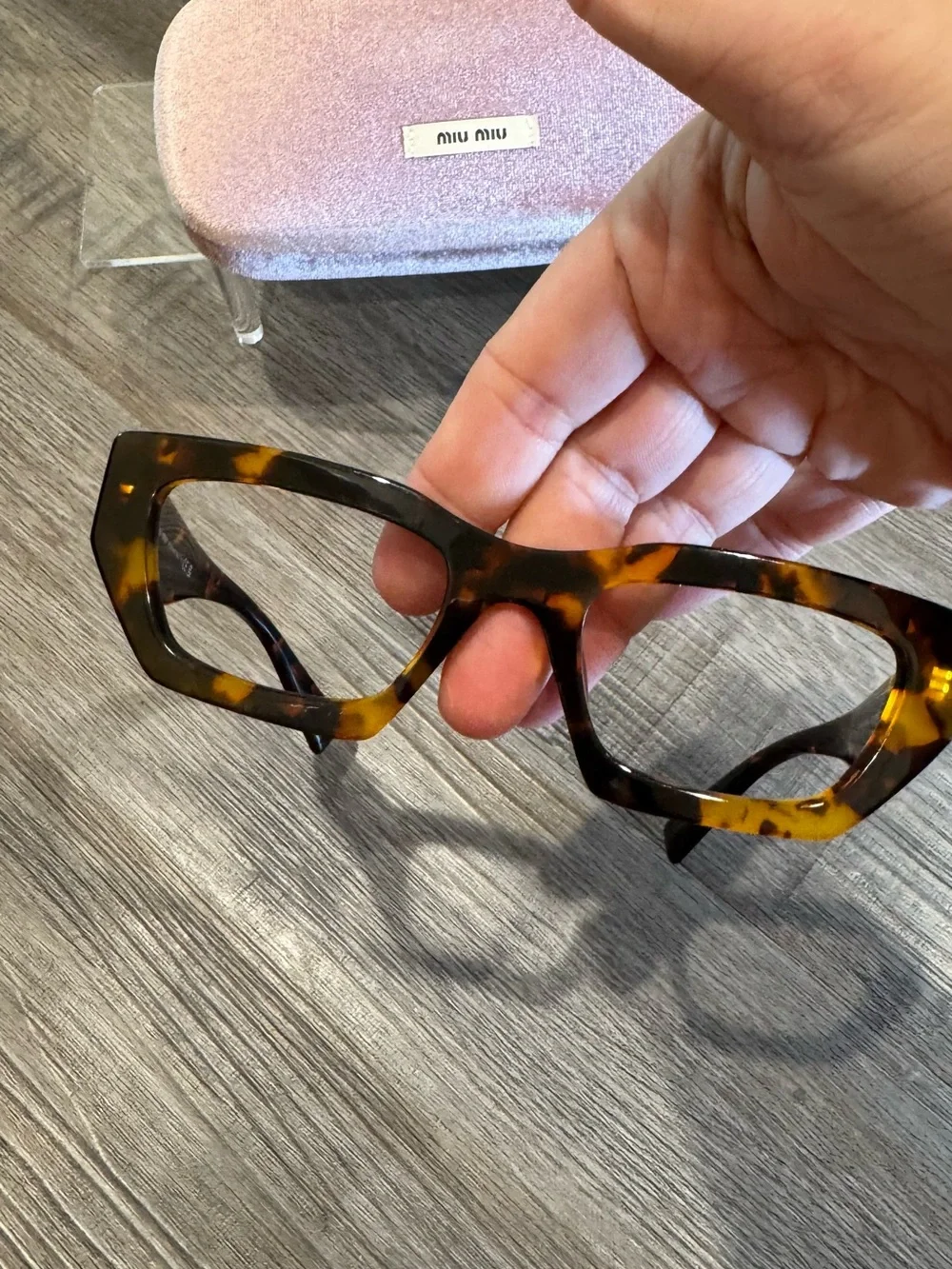 Miu Miu Logo Tortoise Eyeglasses VMU03X